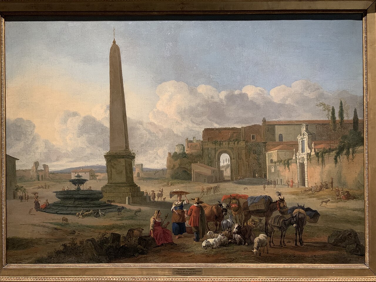 Roman populace in the Piazza del Popolo in Rome by Hendrick Mommers