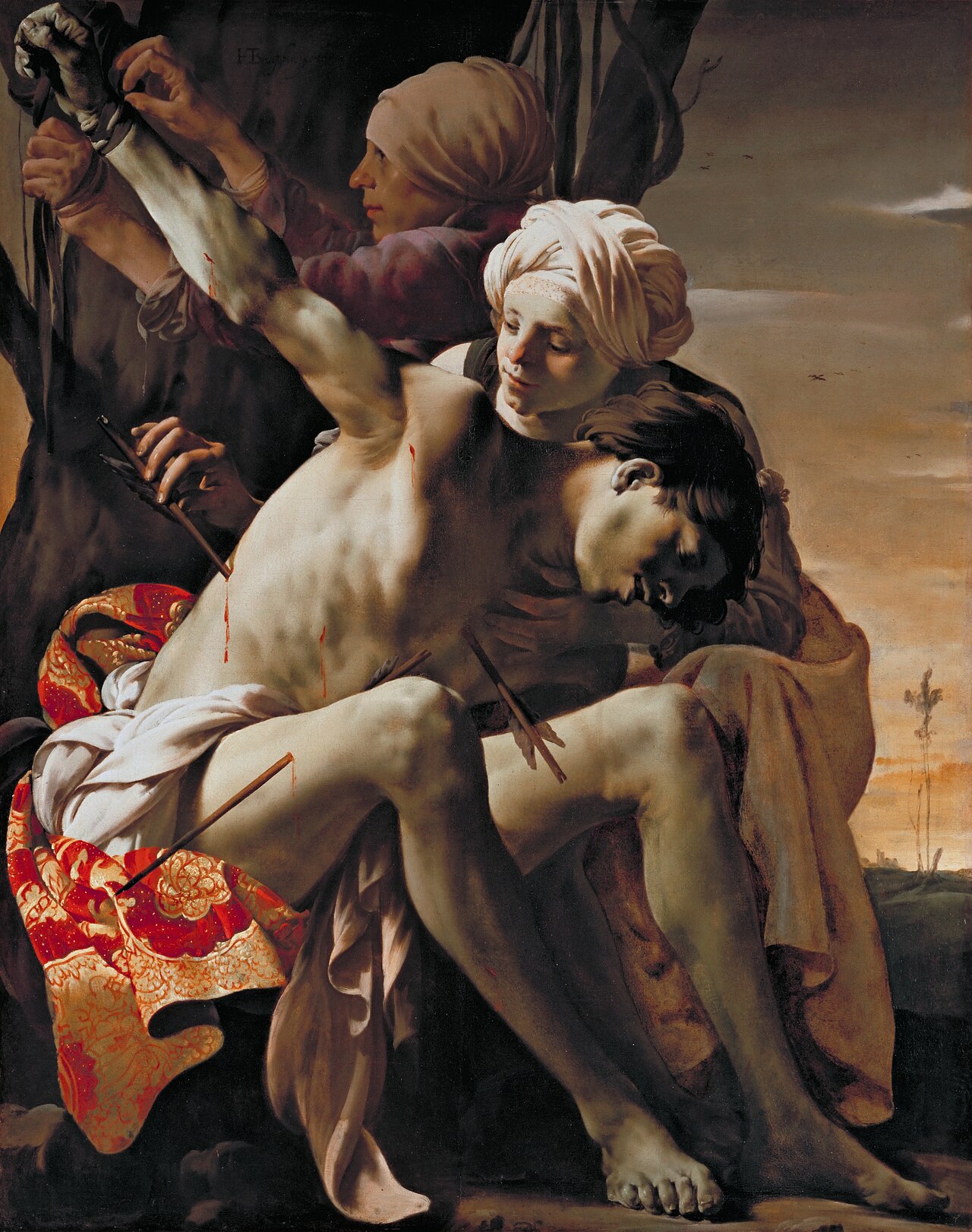 Saint Sebastian Tended by Irene by Hendrick ter Brugghen