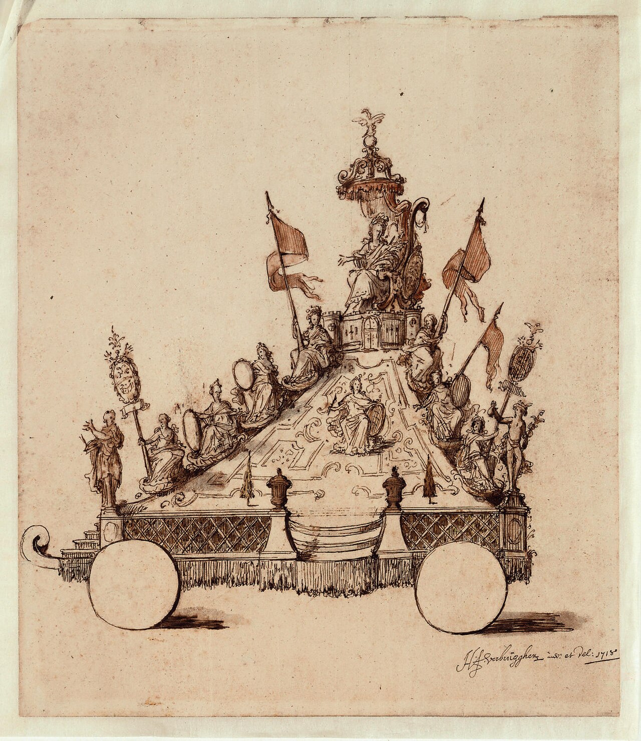 Float for the Antwerp Procession, for the Apotheosis of Antwerp (the Maagdenberg), 1718 by Hendrik Frans Verbruggen