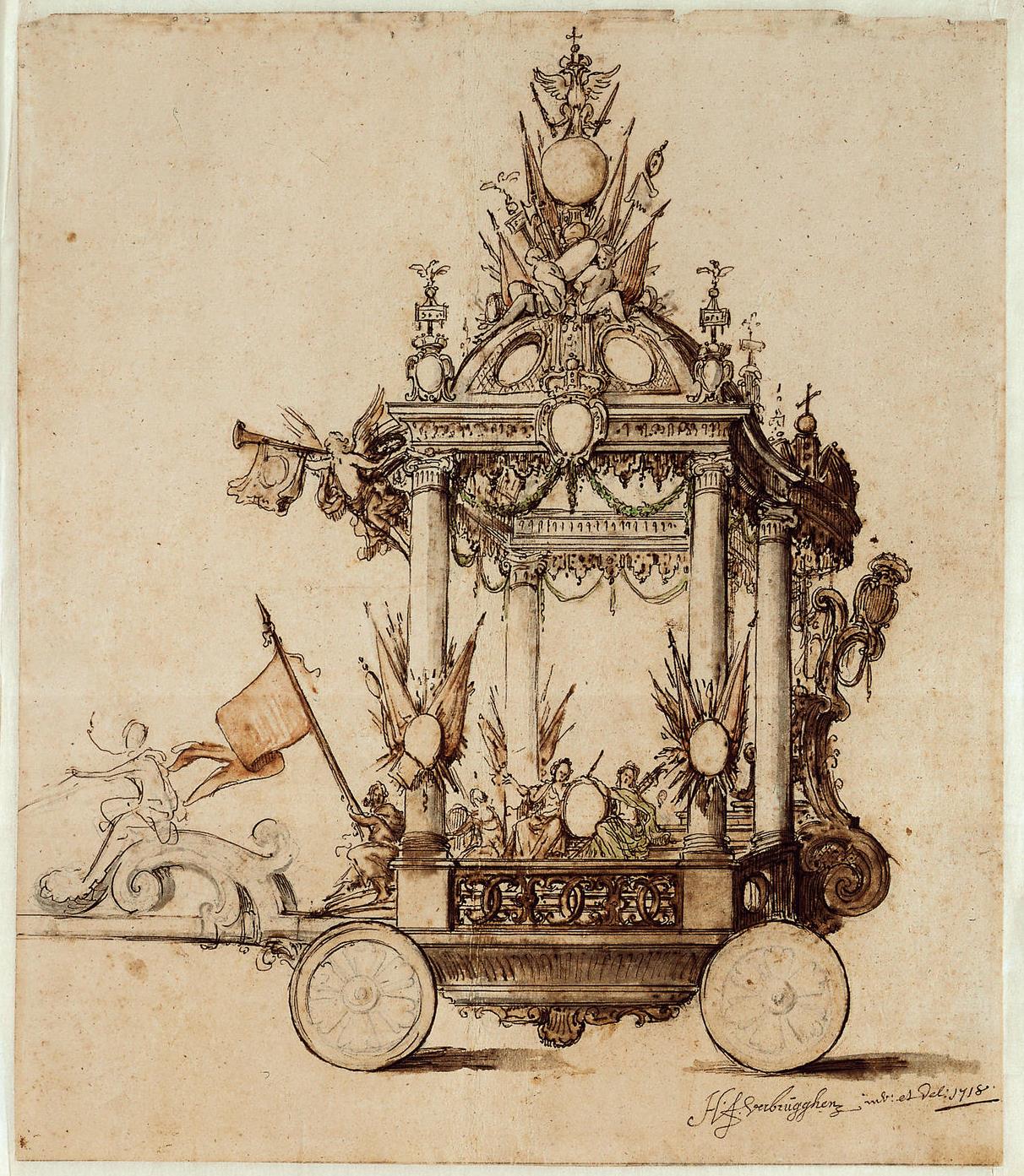Float for the Apotheosis of Antwerp, with the Glorification of the House of Austria, 1718 by Hendrik Frans Verbruggen