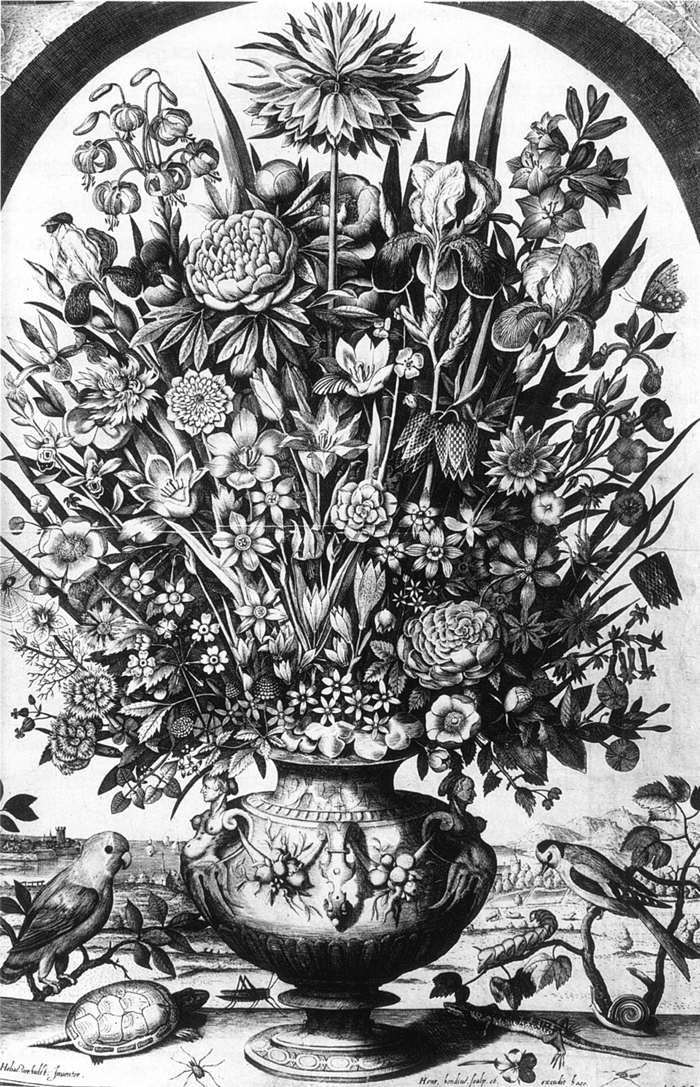 Flower Piece with Birds by Hendrik Hondius I