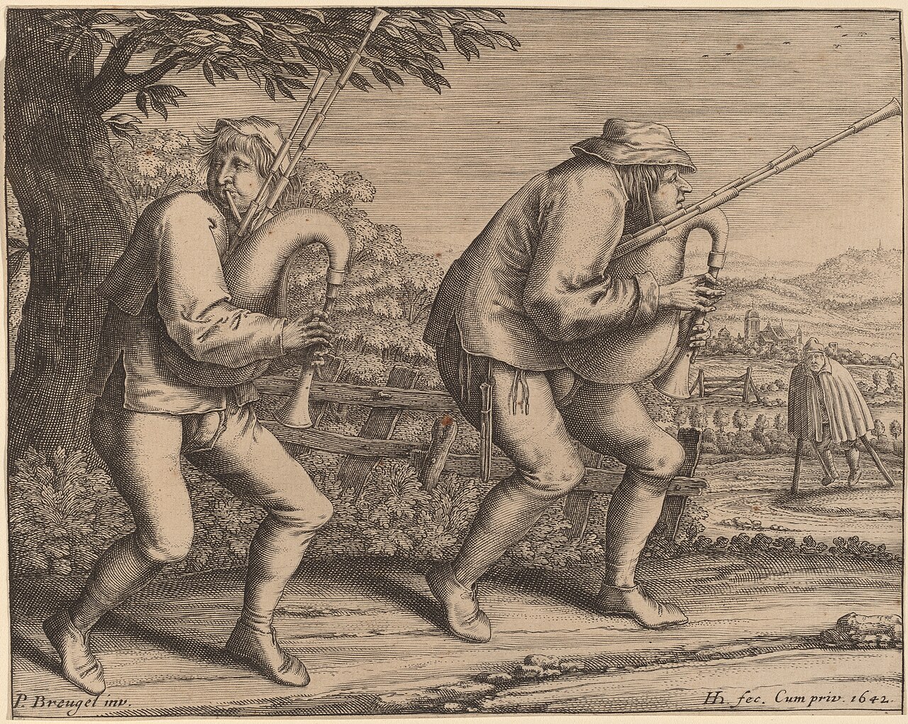 Two Bagpipe Players by Hendrik Hondius I