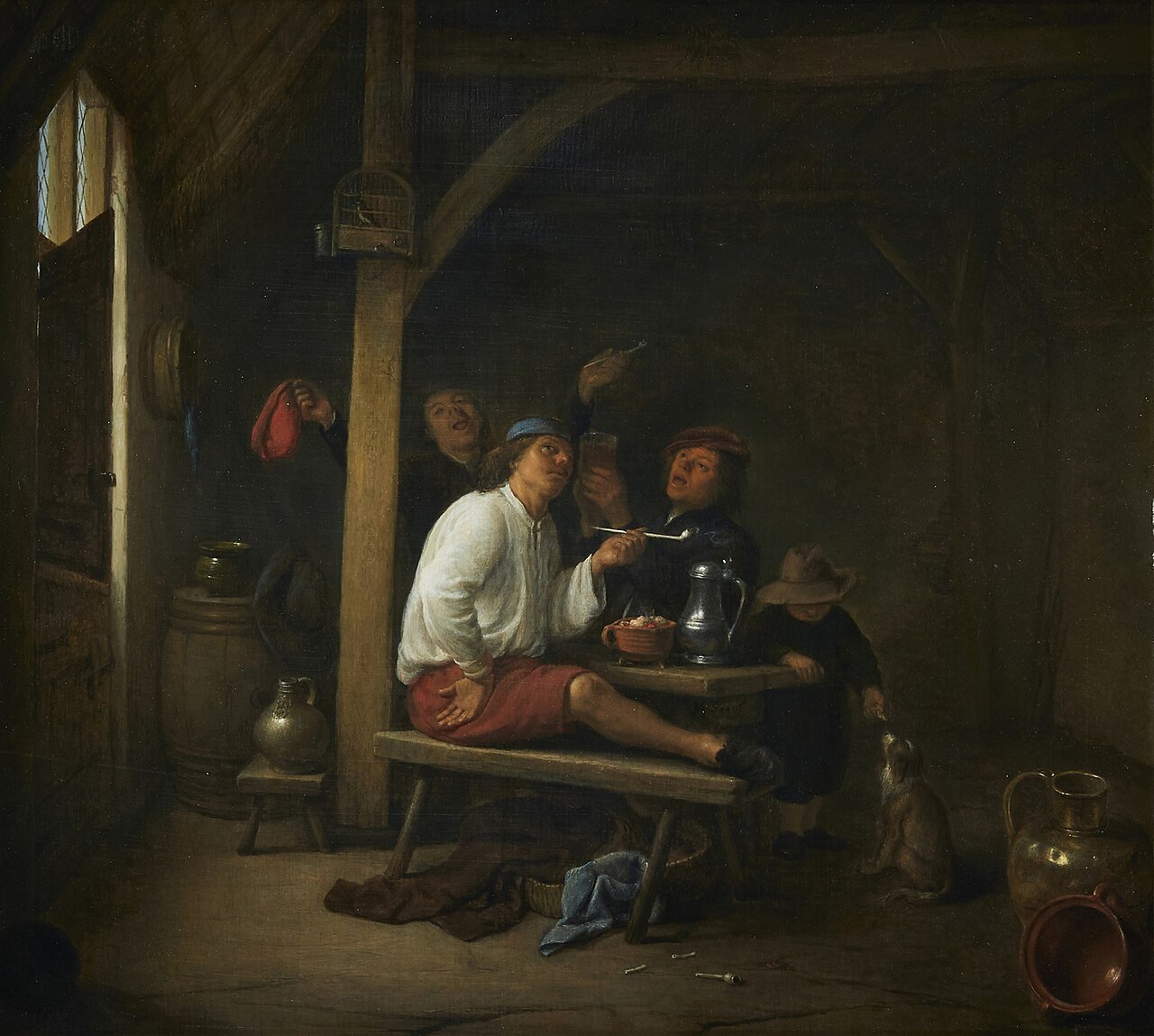 Peasants drinking and smoking in an inn by Hendrik Martenszoon Sorgh