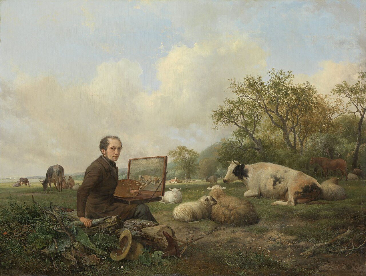 The Artist Painting a Cow in a Meadow by Hendrik van de Sande Bakhuyzen