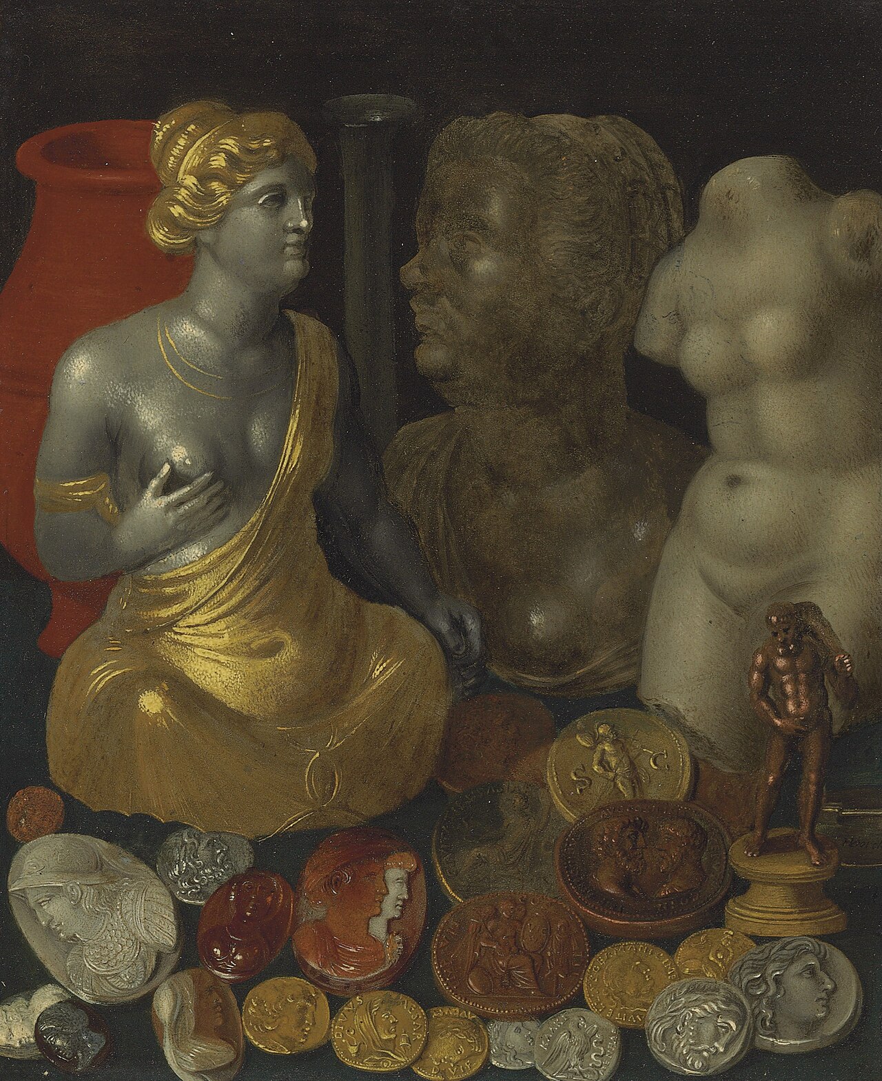 A collection of ancient objects by Hendrik van der Borcht the elder