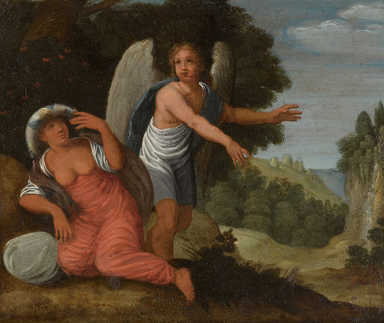 Hagar in the desert by Hendrik van der Borcht the elder