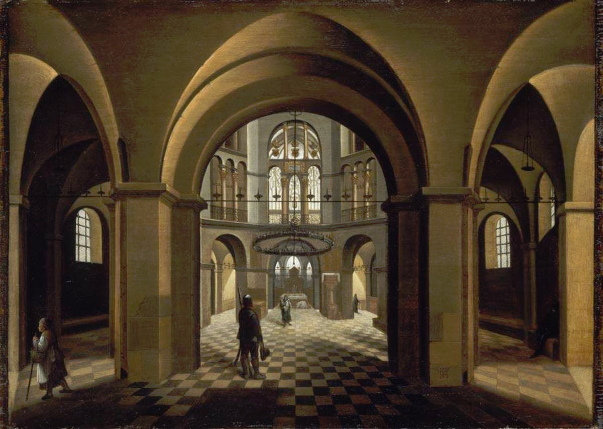 Interior of the Palatine Chapel in the Cathedral of Aachen by Hendrik van Steenwijk I