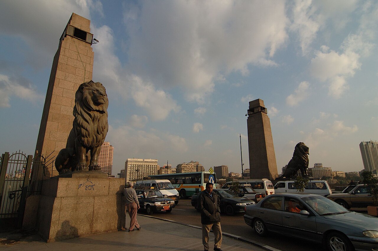 Lion statues of the Qasr al-Nil Bridge by Henri Alfred Jacquemart