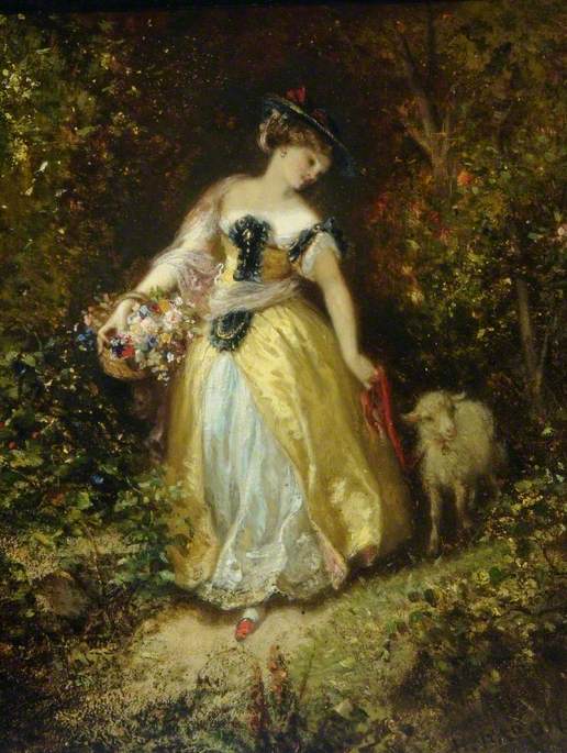 Girl with a Lamb by Henri Charles Antoine Baron