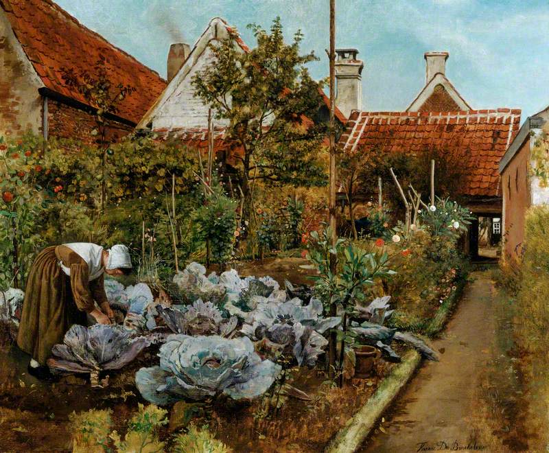 A Flemish Kitchen Garden: La coupeuse des choux by Henri de Braekeleer