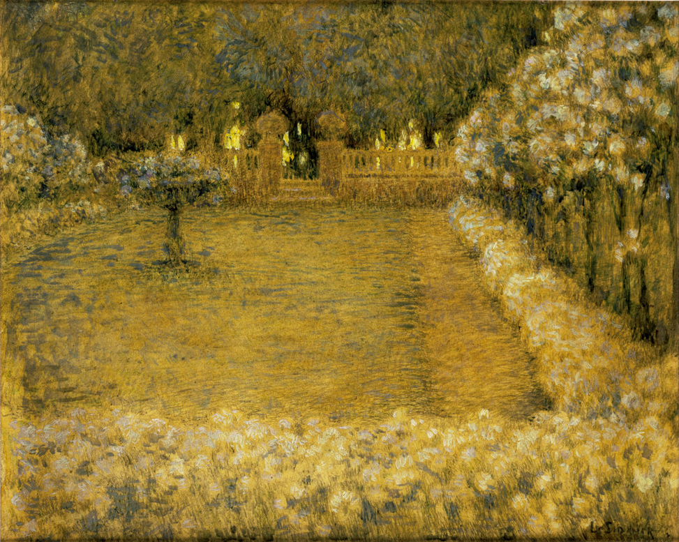 The „White Garden“ of Gerberoy at dusk by Henri Le Sidaner