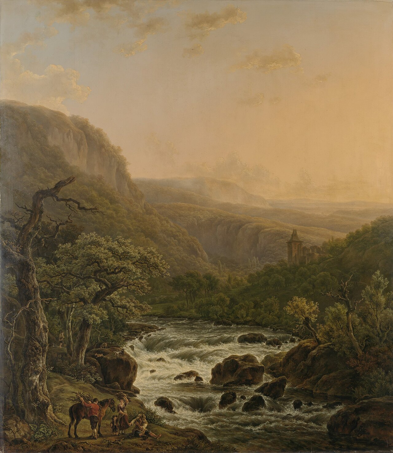 River in the Ardennes at Sunset by Henri Van Assche
