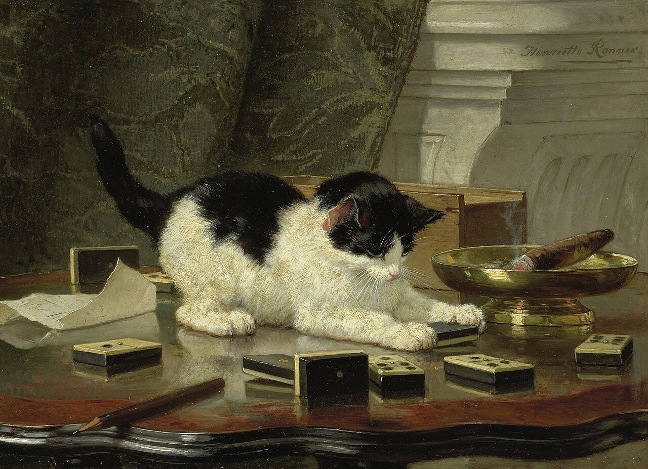 The cat at play by Henriëtte Ronner-Knip