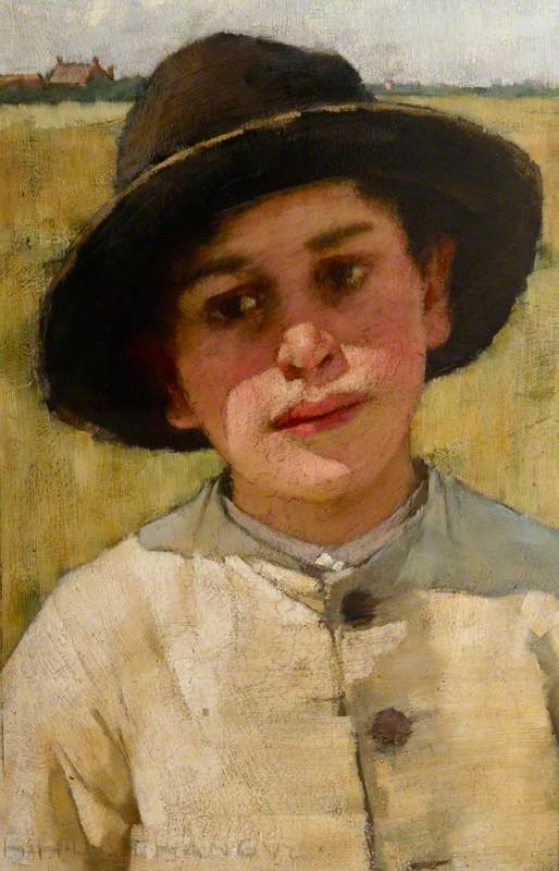 Study of a Boy in a Black Hat, before a Cornfield by Henry Herbert La Thangue