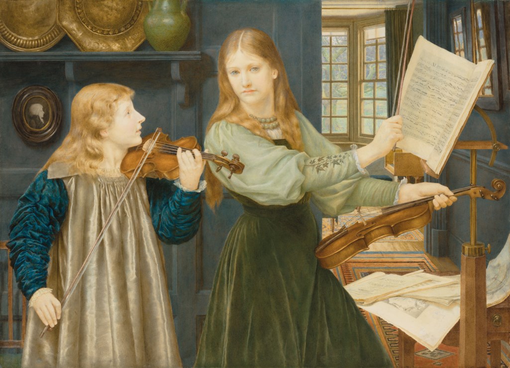 The Duet: Portraits of Alexandra, daughter of Rev. G. Kitchin and Winifrid by Henry Holiday