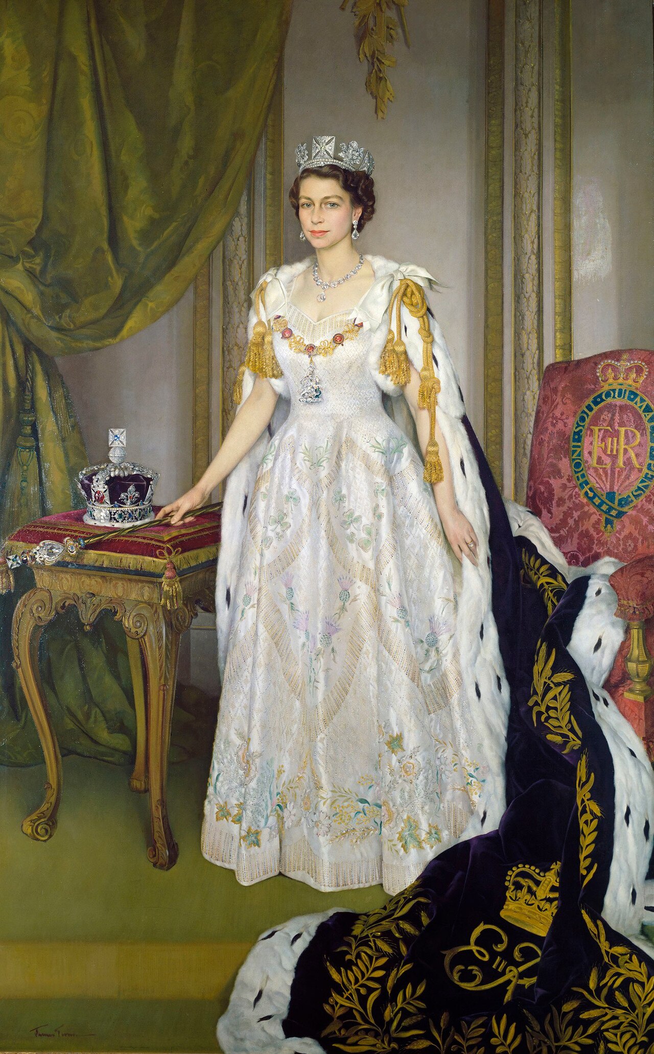 Queen Elizabeth II in Coronation Robes by Herbert James Gunn
