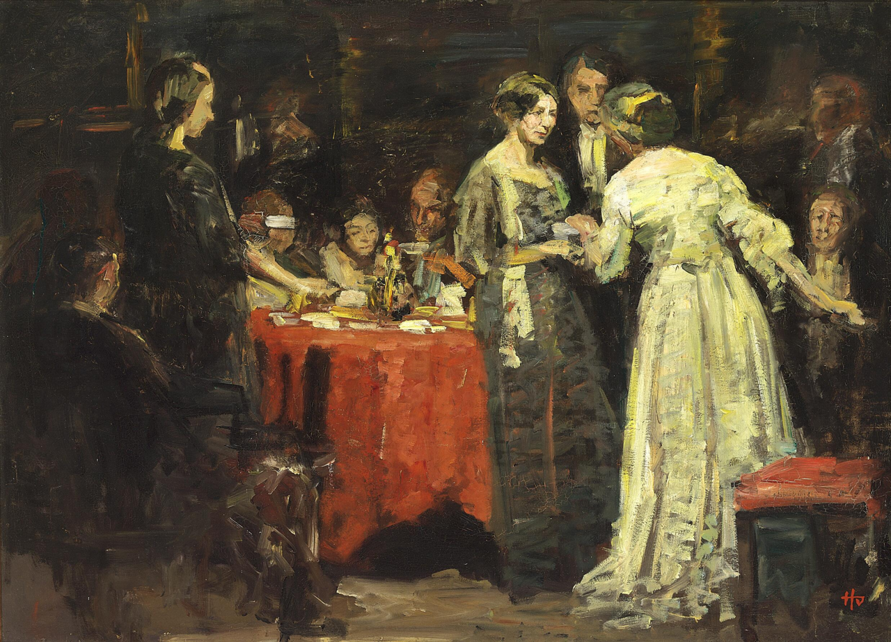 Evening gathering. by Herman Vedel