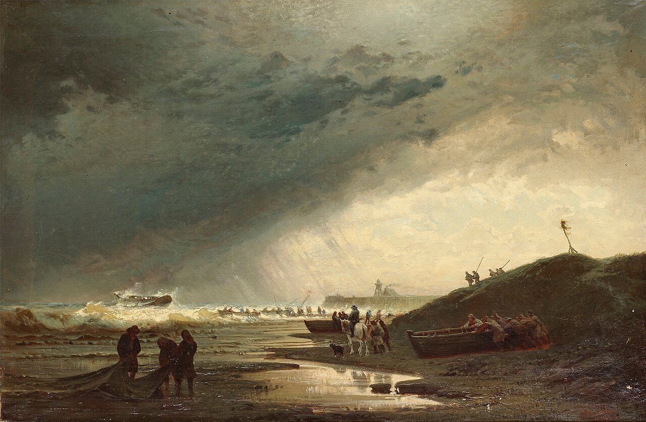 Shipwreck by the coast by Hermann Eschke