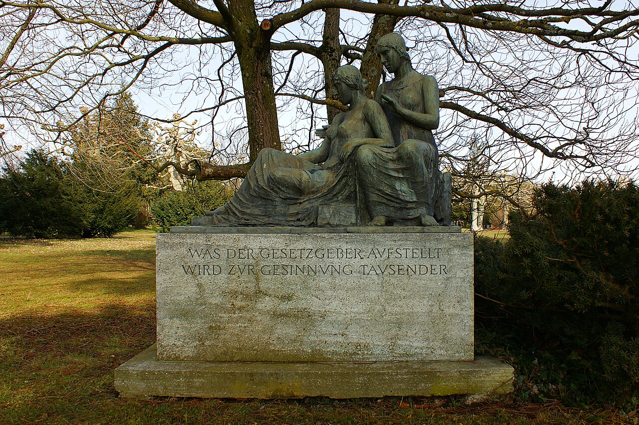 two seated female figures by Hermann Hubacher