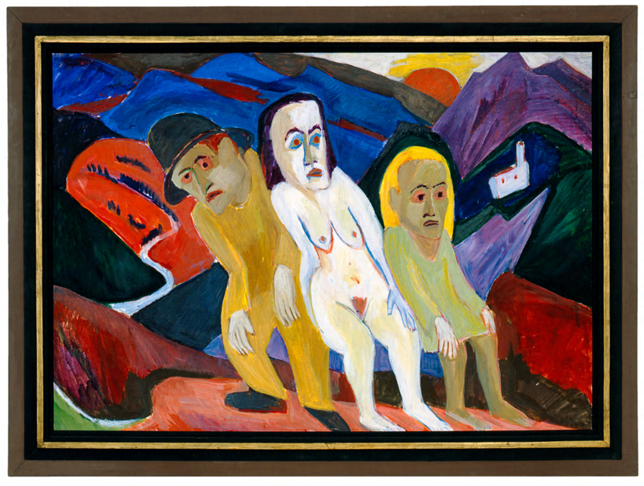 Drei Menschen in Landschaft by Hermann Scherer