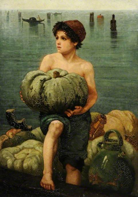Boy Unloading a Venetian Market Boat by Hilda Montalba