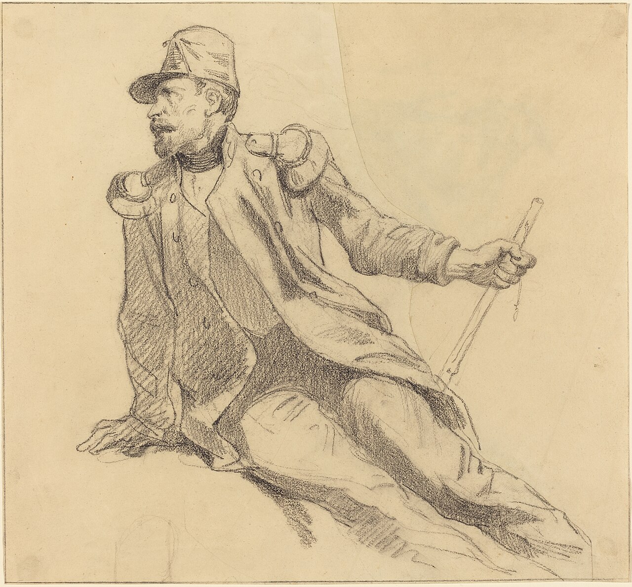 A Seated Soldier by Hippolyte Bellangé