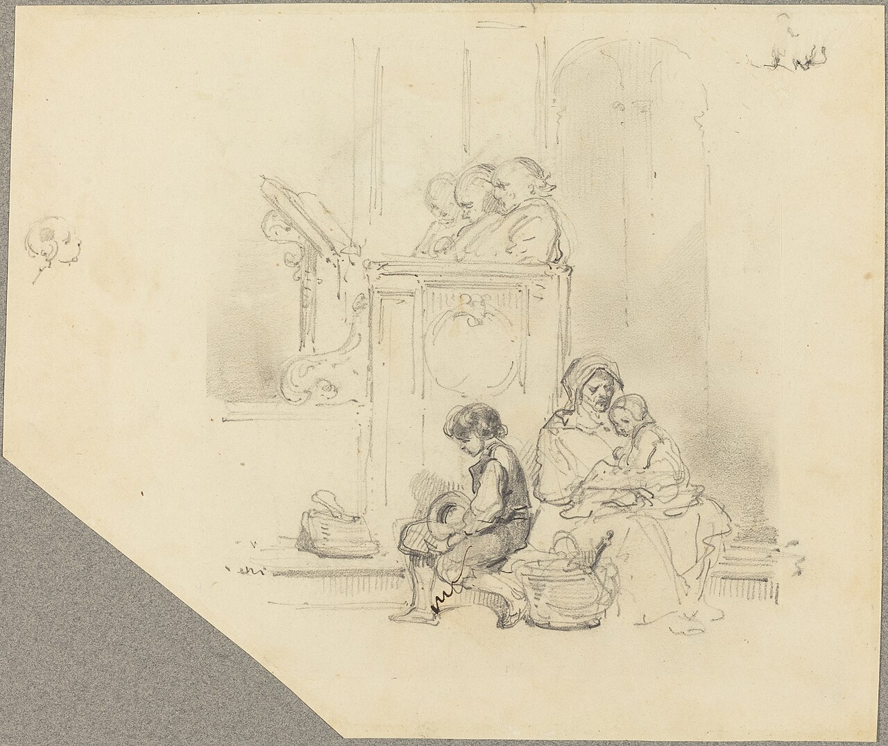 Figures at a Church Service by Hippolyte Bellangé