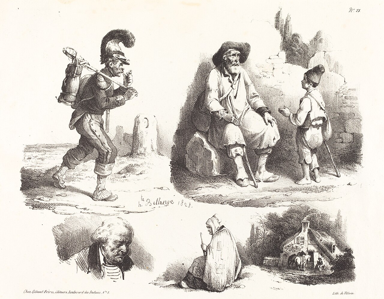 Five Vignettes by Hippolyte Bellangé