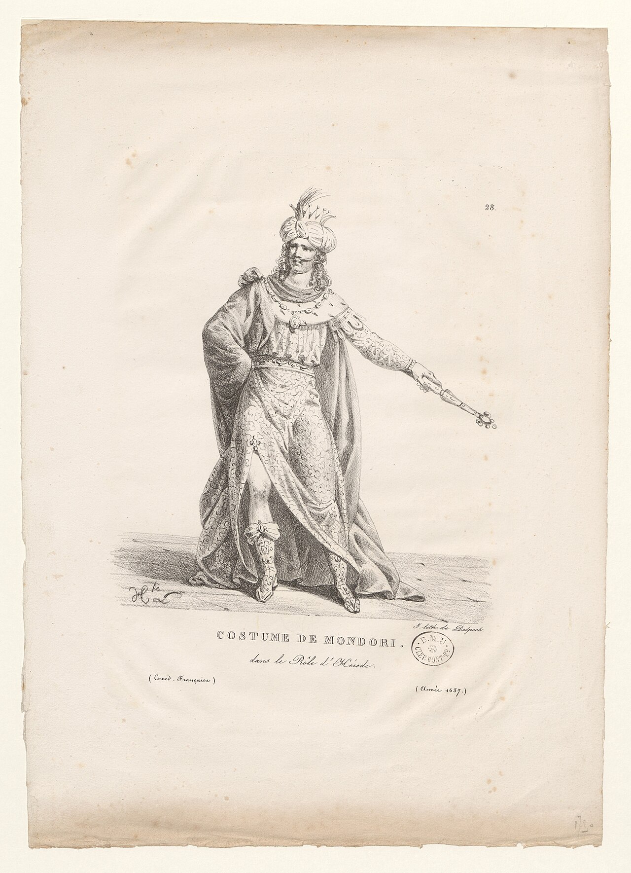 Costume de Mondori dans le Rôle d'Hérode : Comed. Française année 1637 BOYER 1831 by Hippolyte Lecomte
