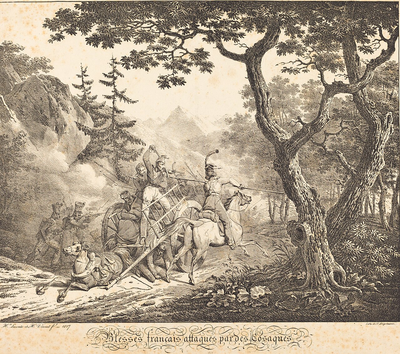 Wounded French Attacked by a Cosack by Hippolyte Lecomte