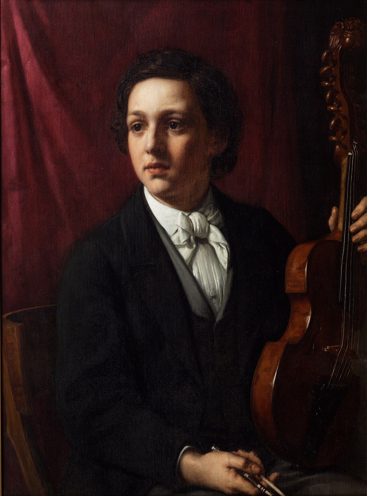 A young musician with his viola. Portrait of Mr. Fr. Rung (1854-1914) by Holger Roed