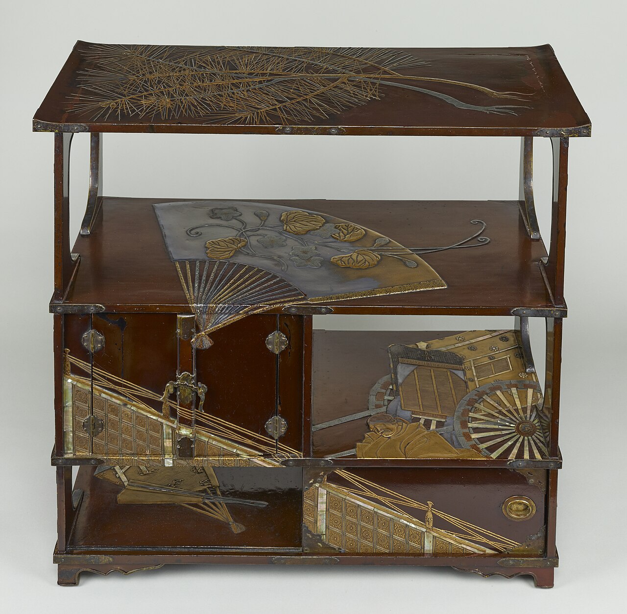 Tiered Stand with Designs Alluding to "The Tale of Genji" by Honami Kōetsu