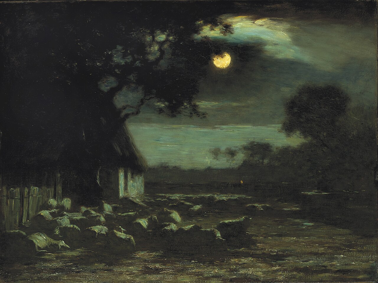 Sheepyard, Moonlight by Horatio Walker
