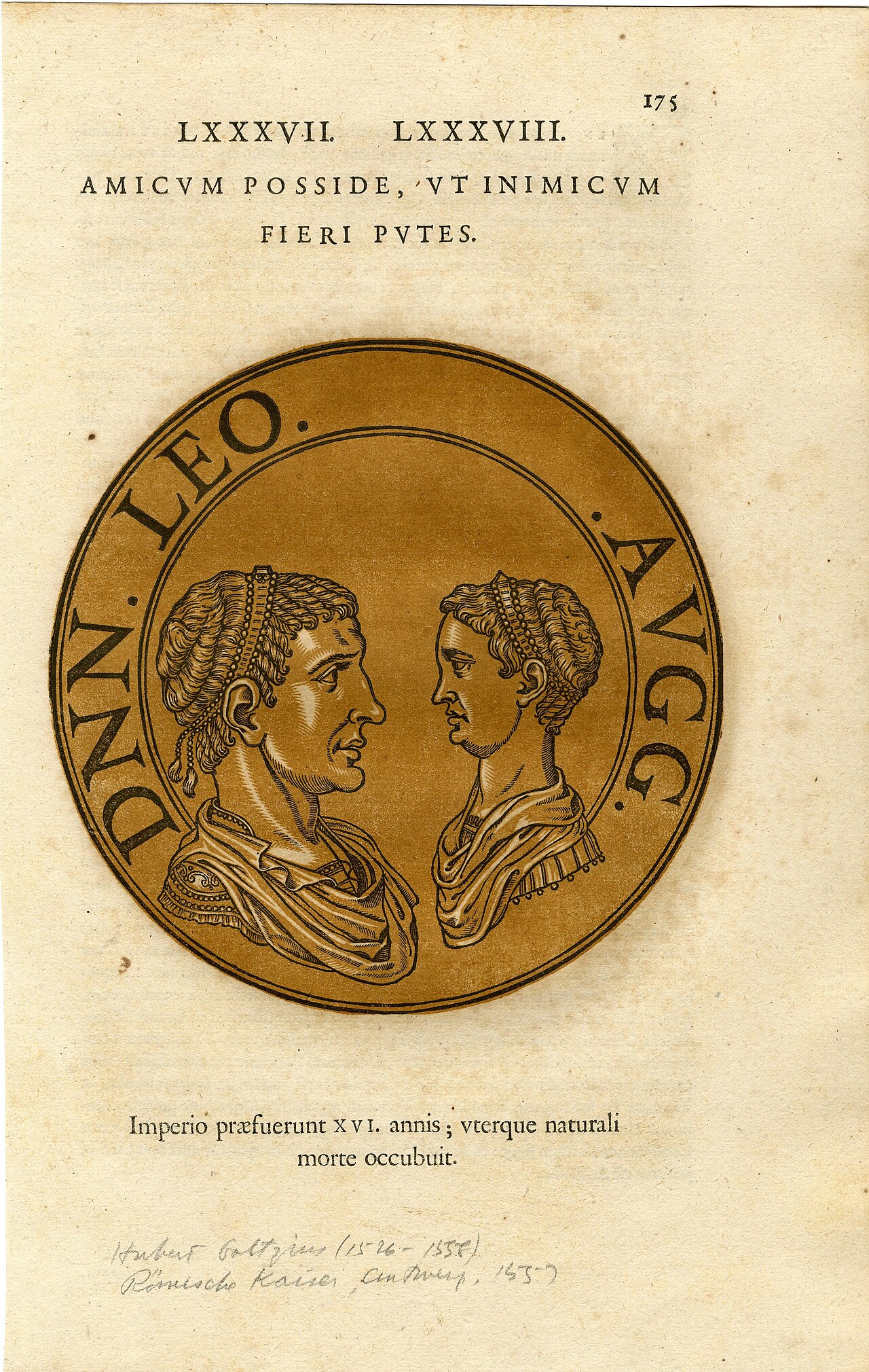 Portraits of the Roman Emperors (Icones imperatorum romanorum, ex priscis numismatibus ad vivum delineatae, & brevi narratione historica illustratae) by Hubert Goltzius