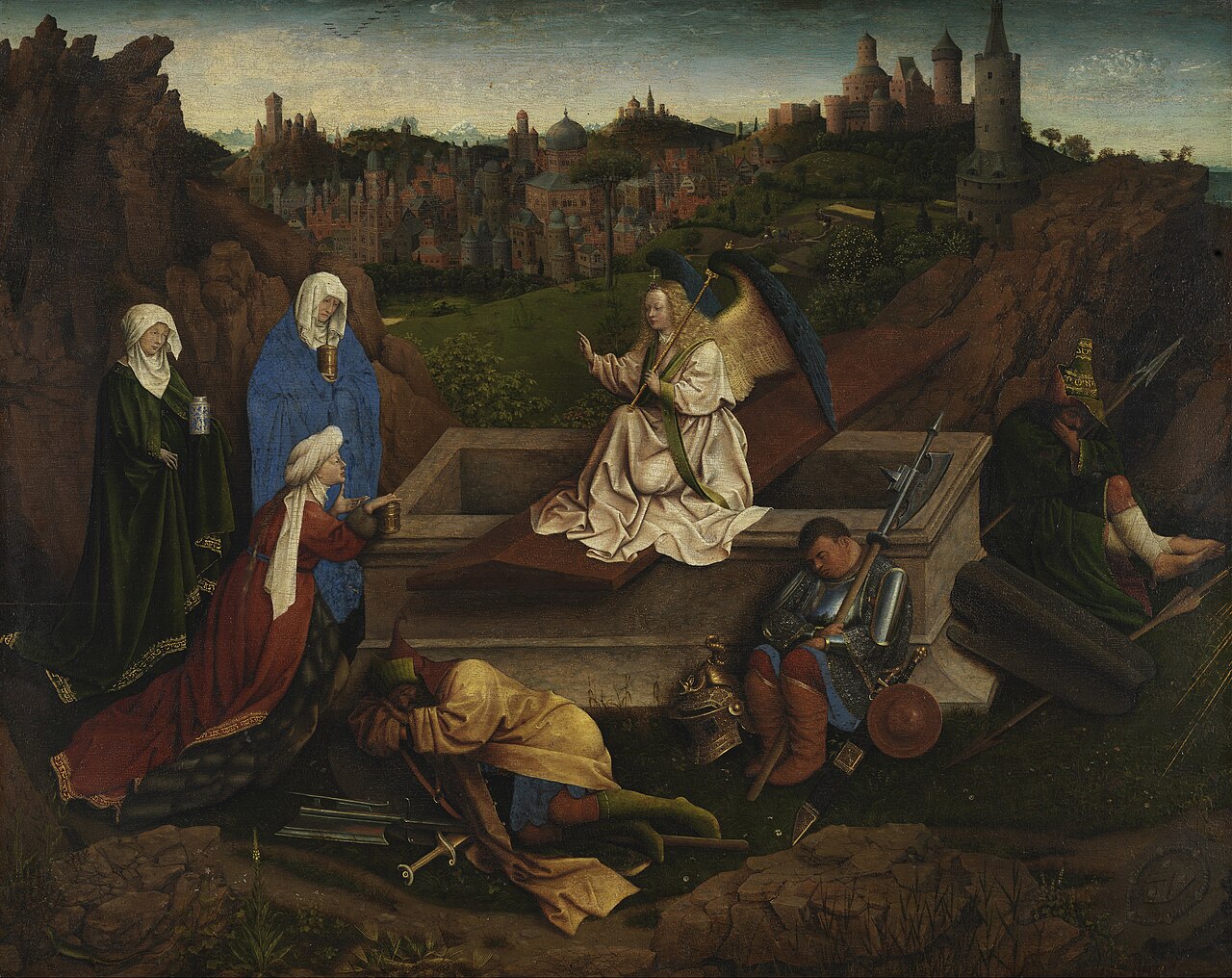 The three Marys at the Tomb by Hubert van Eyck