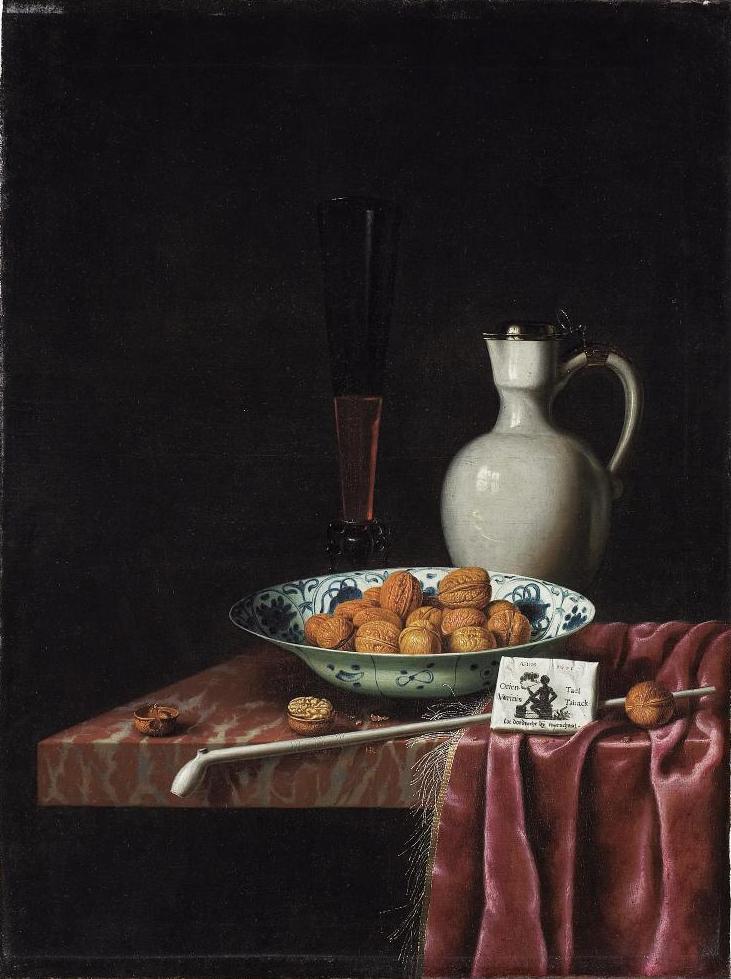 Still Life with Walnuts, Tobacco and Wine by Hubert van Ravesteyn