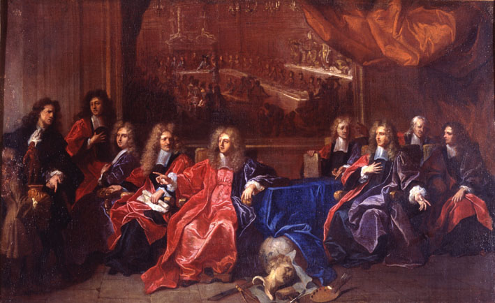 Le prévôt et les échevins de la ville de Paris délibérant d'une fête en l'honneur du dîner de Louis XIV à l'hôtel de ville après sa guérison en 1689 by Hyacinthe Rigaud