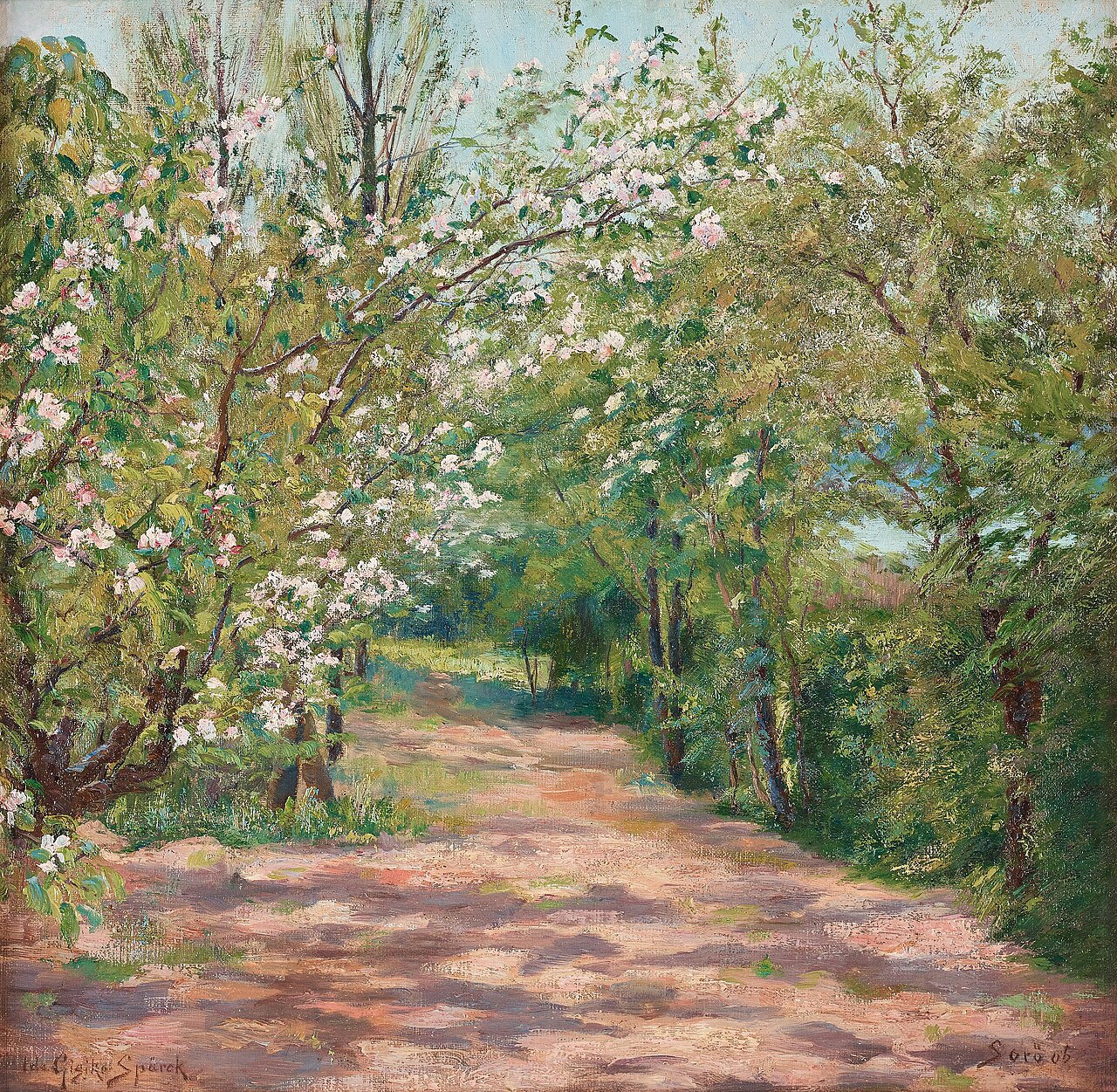 Spring landscape with flowering trees by Ida Gisiko-Spärck