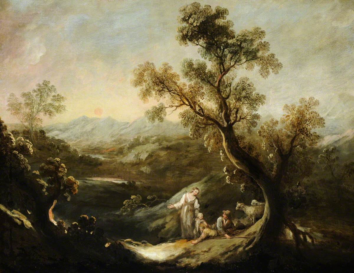 An Extensive Mountain Landscape with Figures and Sheep by Ignacio de Iriarte
