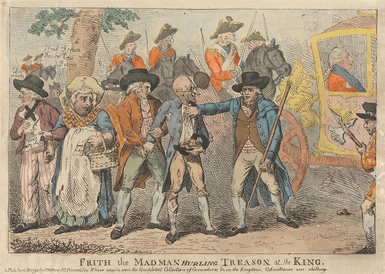 Frith the Madman Hurling Treason at the King by Isaac Cruikshank