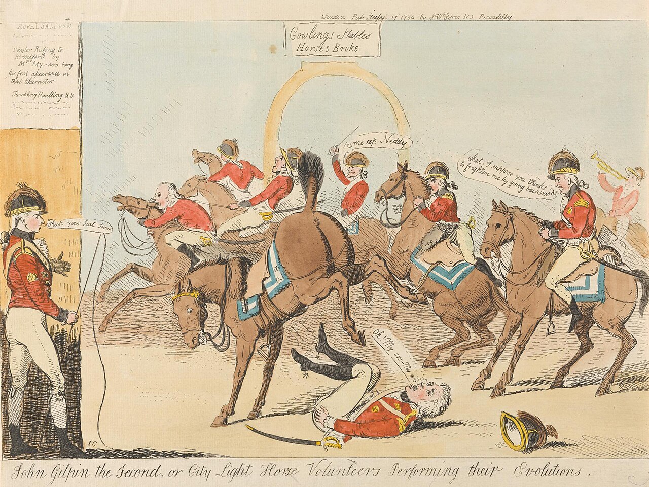 John Gilpin the Second, or City Light House Volunteers Performing Their Evolutions (from: Caricature, vol. 3) by Isaac Cruikshank