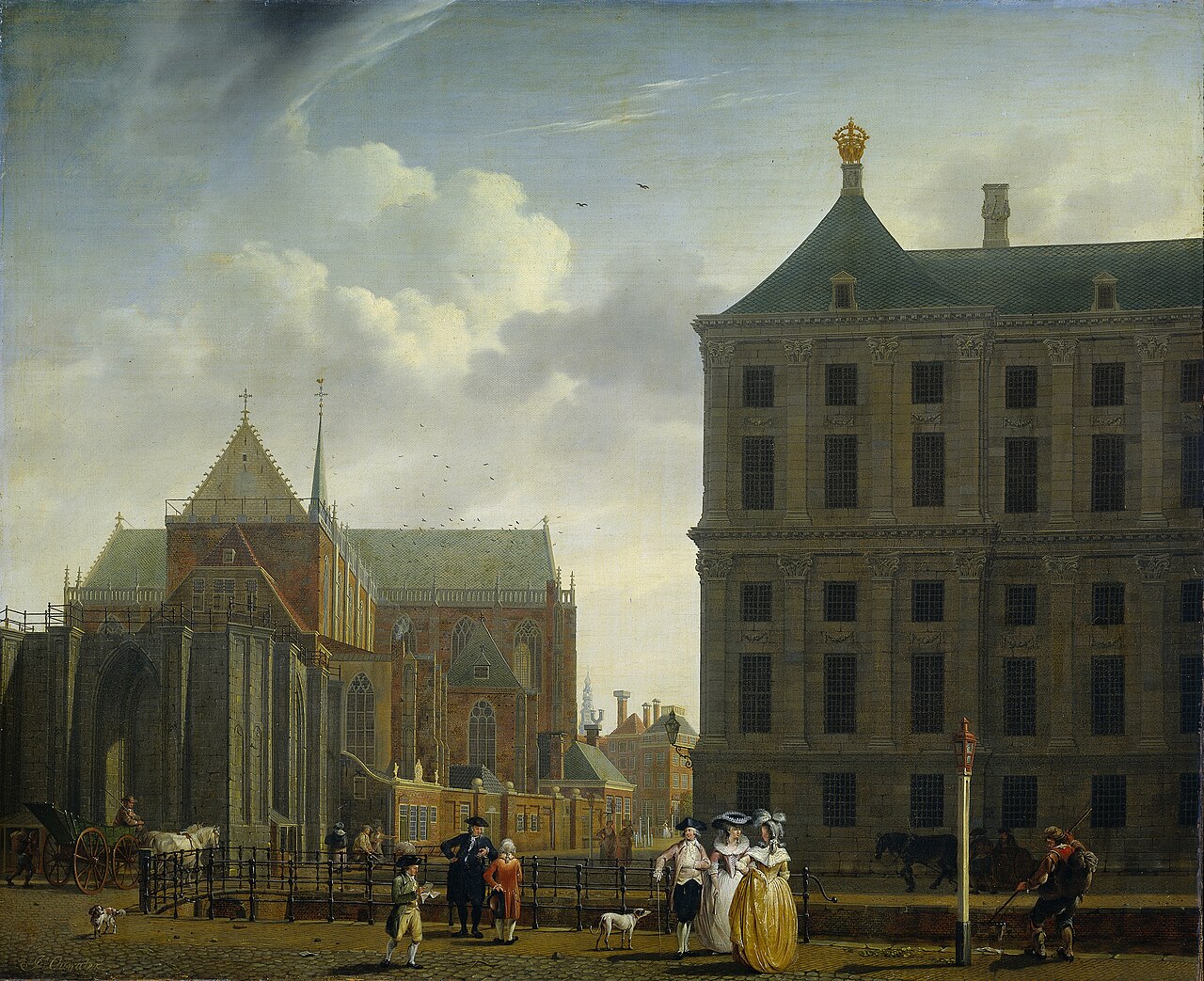 The Nieuwe Kerk and the Town Hall on the Dam in Amsterdam by Isaac Ouwater