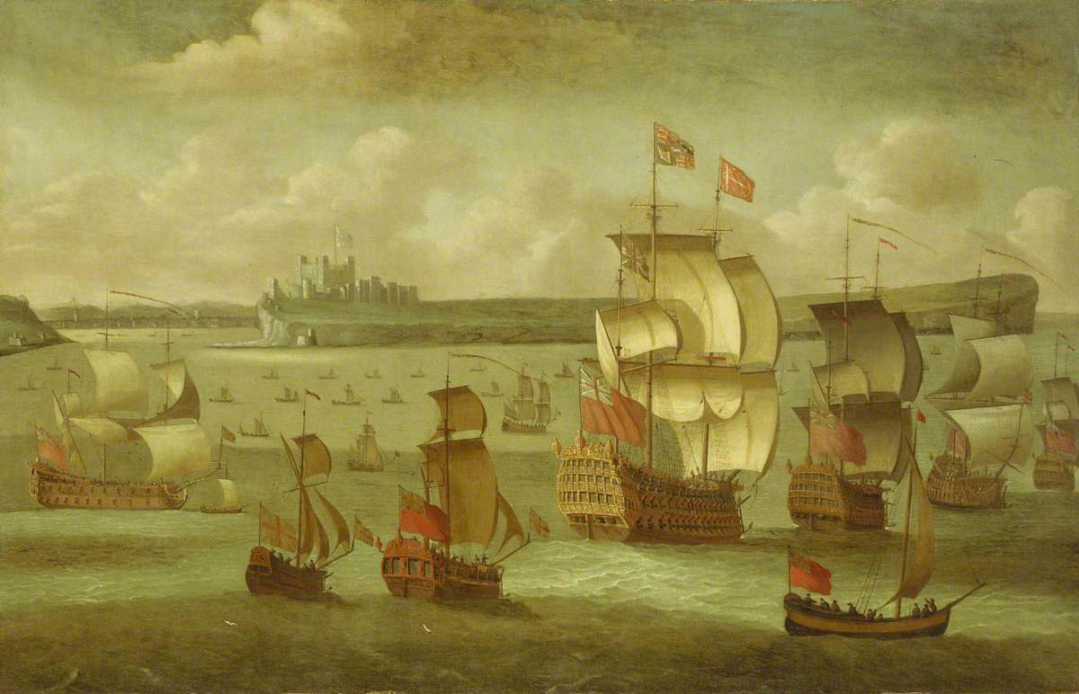 A Ship Flying the Royal Standard with other Vessels off Dover by Isaac Sailmaker