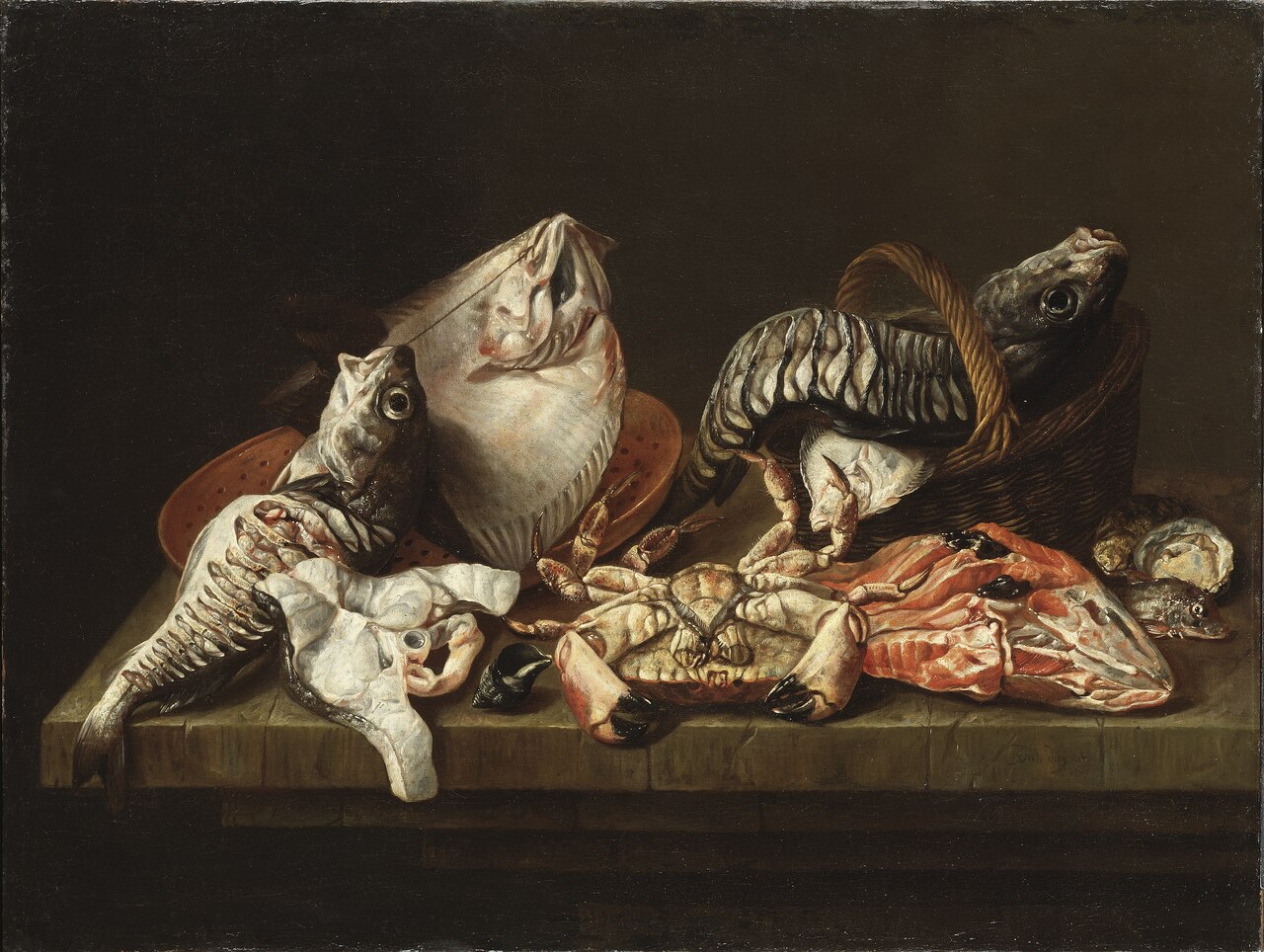 Still Life with Fishes, a Crab and Oysters by Isaac van Duynen
