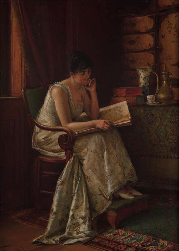 Lady in an interior (The artist's wife) by Isidor Kaufmann