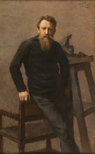 Constantin Meunier in his sculptor's studio by Isidore Verheyden