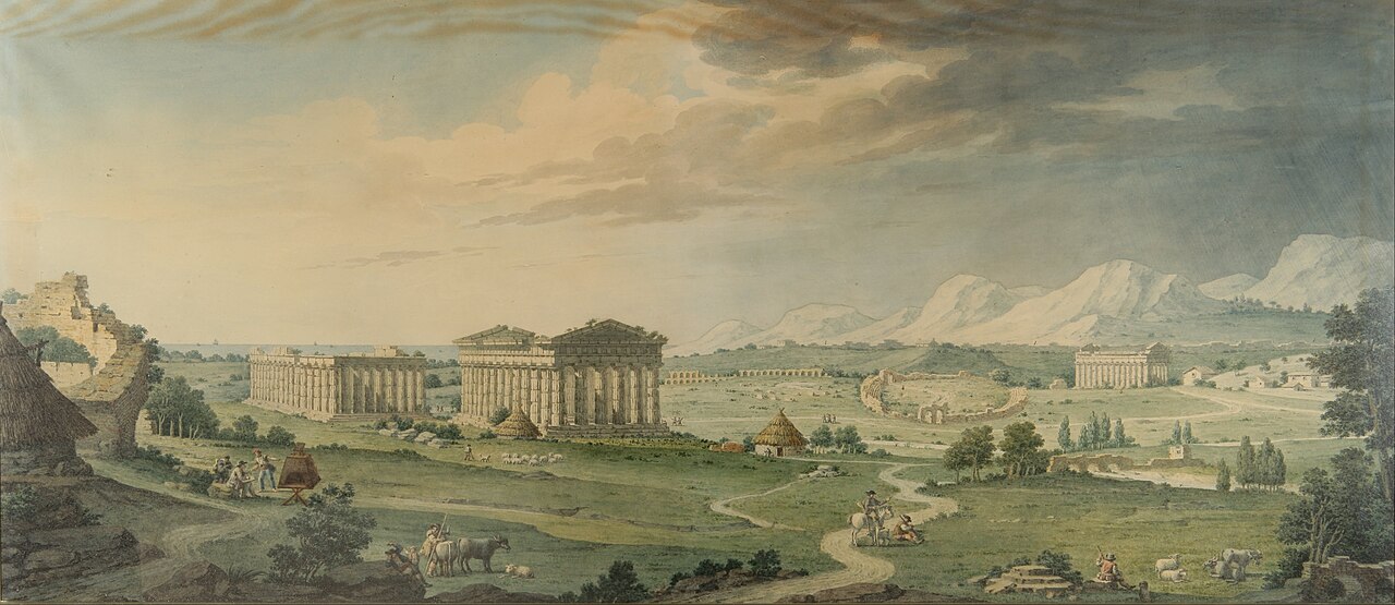 View of the Magnificent Ruins of the Ancient City of Paestum by Isidro González Velázquez