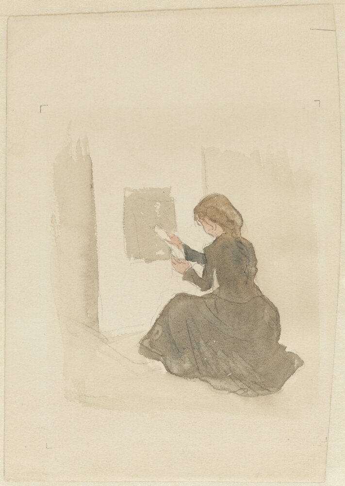 Selma tänder brasan by Ivar Arosenius