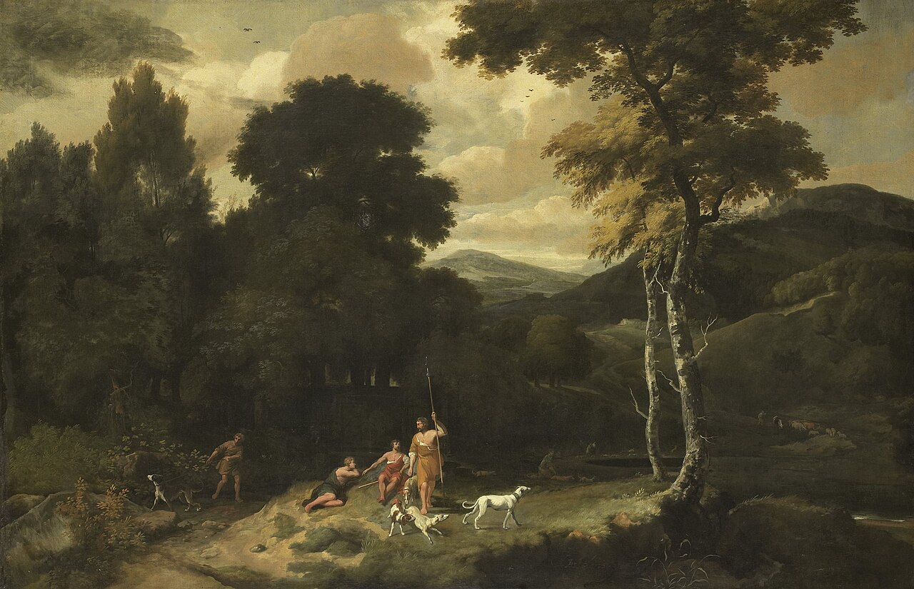 Landscape with hunters by Jacob Esselens