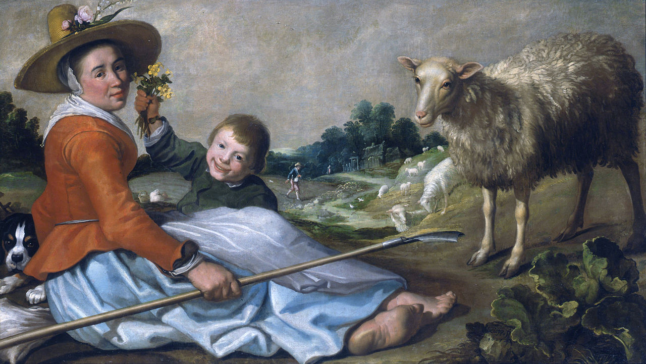 Shepherdess with a child by Jacob Gerritsz. Cuyp